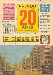 20 Ağustos 1989 Takvim Yaprağı - Doğum Günü Hediyesi EFMN13540 - Gökçekoleksiyon