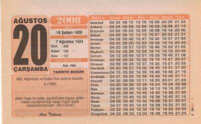 20 Ağustos 2008 Takvim Yaprağı EFM(N)2447 - 1