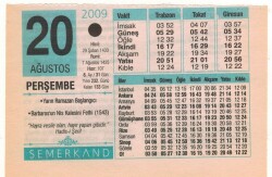20 Ağustos 2009 Takvim Yaprağı EFM(N)2449 - 1