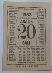 20 Aralık 1983 Takvim Yaprağı - Doğum Günü Hediyesi EFM(N)6900 - Gökçekoleksiyon