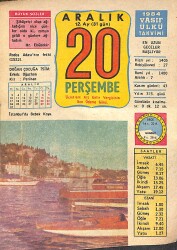 20 Aralık 1984 Takvim Yaprağı - Doğum Günü Hediyesi EFMN14763 - Gökçekoleksiyon