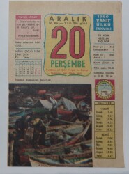 20 Aralık 1990 Takvim Yaprağı - Doğum Günü Hediyesi EFM(N)6798 - Gökçekoleksiyon
