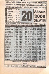 20 Aralık 2008 Takvim Yaprağı - Doğum Günü Hediyesi EFMN15313 - Gökçekoleksiyon