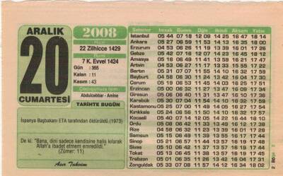 20 Aralık 2008 Takvim Yaprağı EFM(N)4363 - 3