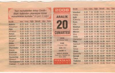 20 Aralık 2008 Takvim Yaprağı EFM(N)4455 - 2