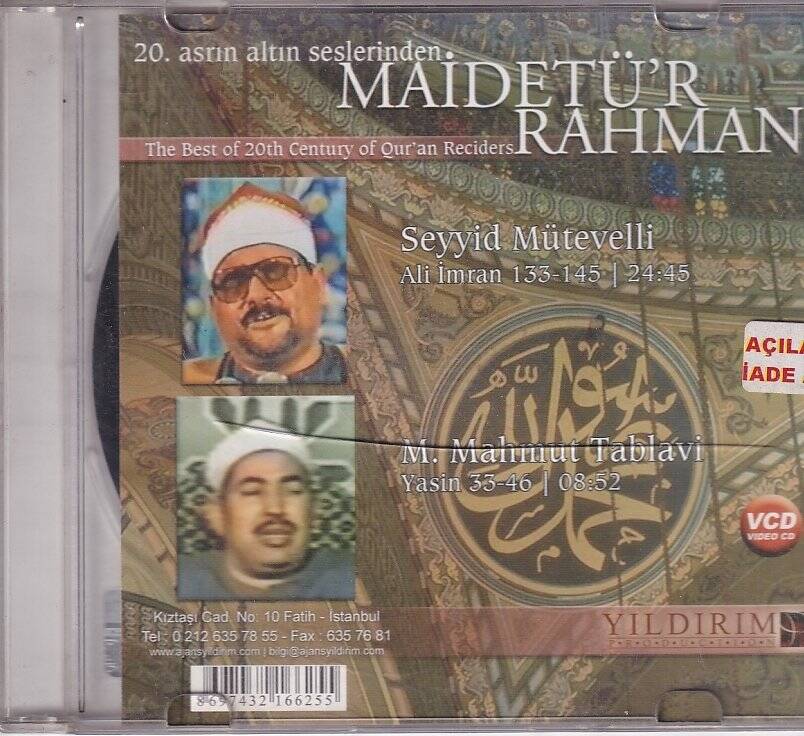 20. Asrın Altın Seslerinden Maidetü`r Rahman VCD VCD8724 - 1