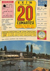 20 Ekim 1973 Takvim Yaprağı - Doğum Günü Hediyesi EFM(N)11755 - Gökçekoleksiyon