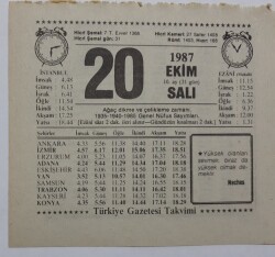 20 Ekim 1987 Takvim Yaprağı - Doğum Günü Hediyesi EFM(N)7128 - Gökçekoleksiyon