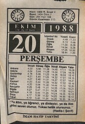 20 Ekim 1988 Takvim Yaprağı - Doğum Günü Hediyesi EFMN14641 - Gökçekoleksiyon