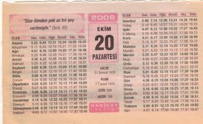20 Ekim 2008 Takvim Yaprağı EFM(N)3237 - 2