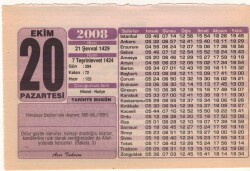 20 Ekim 2008 Takvim Yaprağı EFM(N)3268 - 3