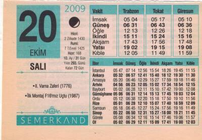 20 Ekim 2009 Takvim Yaprağı EFM(N)3299 - 1