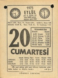 20 Eylül 1975 Takvim Yaprağı - Doğum Günü Hediyesi EFM(N)12526 - Gökçekoleksiyon