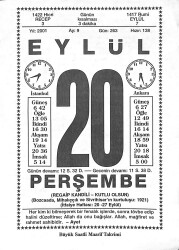 20 Eylül 2001 Takvim Yaprağı - Doğum Günü Hediyesi EFMN14179 - Gökçekoleksiyon