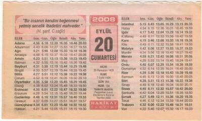20 Eylül 2008 Takvim Yaprağı EFM(N)2926 - 2