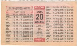 20 Eylül 2008 Takvim Yaprağı EFM(N)2926 - 1