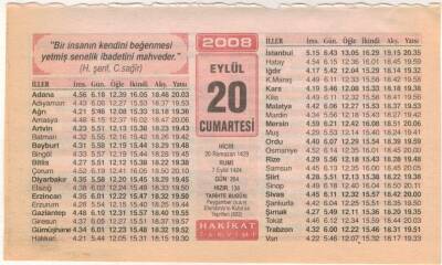 20 Eylül 2008 Takvim Yaprağı EFM(N)2926 - 1