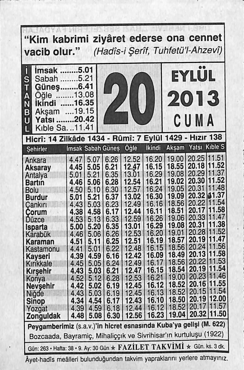 20 Eylül 2013 Takvim Yaprağı - Doğum Günü Hediyesi EFMN13588 - 1