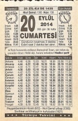 20 Eylül 2014 Takvim Yaprağı - Doğum Günü Hediyesi EFMN14310 - Gökçekoleksiyon