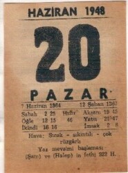 20 Haziran 1948 Takvim Yaprağı EFM(N)1405 - 2