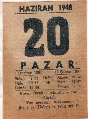 20 Haziran 1948 Takvim Yaprağı EFM(N)1405 - 2