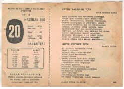 20 Haziran 1960 Ajans Türk Takvim Yaprağı (Şiirli Saatli) EFM(N)1637 - 4