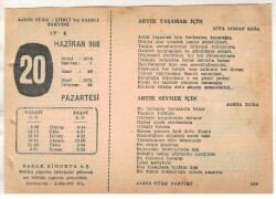 20 Haziran 1960 Ajans Türk Takvim Yaprağı (Şiirli Saatli) EFM(N)1637 - 1