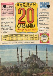 20 Haziran 1973 Takvim Yaprağı - Doğum Günü Hediyesi EFM(N)12365 - Gökçekoleksiyon