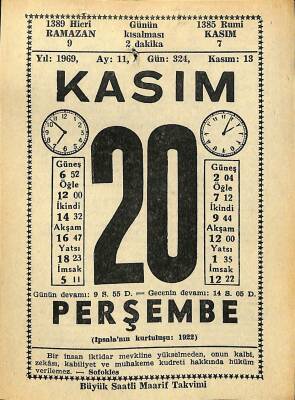 20 Kasım 1969 Takvim Yaprağı - Doğum Günü Hediyesi EFM(N)11090 - 1