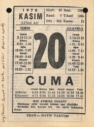 20 Kasım 1970 Takvim Yaprağı - Doğum Günü Hediyesi EFM(N)10752 - 3