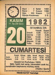 20 Kasım 1982 Takvim Yaprağı - Doğum Günü Hediyesi EFMN15971 - Gökçekoleksiyon