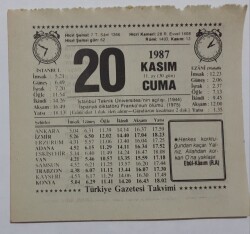 20 Kasım 1987 Takvim Yaprağı - Doğum Günü Hediyesi EFM(N)7159 - Gökçekoleksiyon