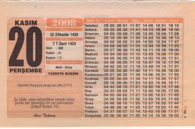 20 Kasım 2008 Takvim Yaprağı EFM(N)3816 - 3