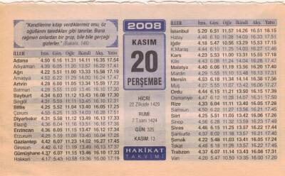 20 Kasım 2008 Takvim Yaprağı EFM(N)3904 - 2