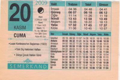 20 Kasım 2009 Takvim Yaprağı EFM(N)3844 - 1