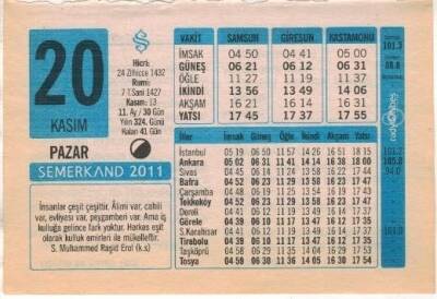 20 Kasım 2011 Takvim Yaprağı EFM(N)1369 - 4