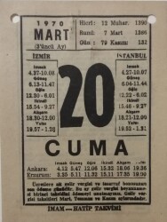 20 Mart 1970 Takvim Yaprağı - Doğum Günü Hediyesi EFM(N)7964 - 2