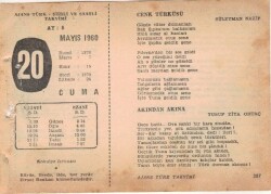 20 Mayıs 1960 Ajans Türk Takvim Yaprağı (Şiirli Saatli) EFM(N)1606 - 4
