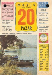 20 Mayıs 1973 Takvim Yaprağı - Doğum Günü Hediyesi EFM(N)9345 - Gökçekoleksiyon