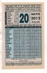 20 Mayıs 2012 Takvim Yaprağı EFM(N)1951 - 1