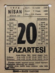 20 Nisan 1970 Takvim Yaprağı - Doğum Günü Hediyesi EFM(N)8275 - 1