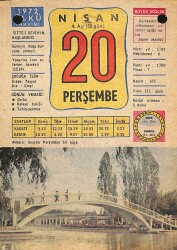 20 Nisan 1972 Takvim Yaprağı - Doğum Günü Hediyesi EFM(N)12264 - Gökçekoleksiyon