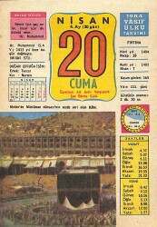 20 Nisan 1984 Takvim Yaprağı - Doğum Günü Hediyesi EFMN15181 - Gökçekoleksiyon