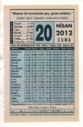 20 Nisan 2012 Takvim Yaprağı EFM(N)1921 - 1