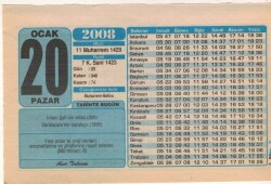 20 Ocak 2008 Takvim Yaprağı EFM(N)4945 - Gökçekoleksiyon