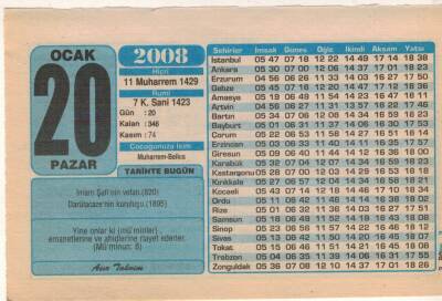 20 Ocak 2008 Takvim Yaprağı EFM(N)4945 - 1