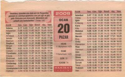 20 Ocak 2008 Takvim Yaprağı EFM(N)5007 - 1