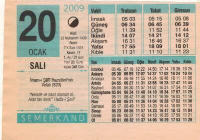 20 Ocak 2009 Takvim Yaprağı EFM(N)4976 - 1