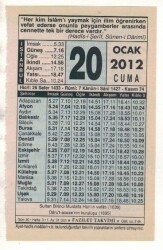 20 Ocak 2012 Takvim Yaprağı EFM(N)1830 - 4