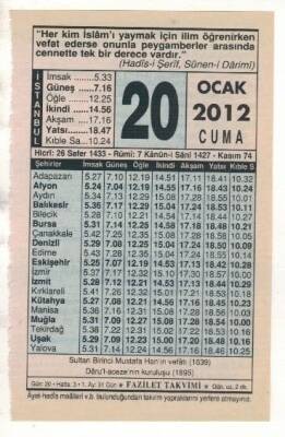 20 Ocak 2012 Takvim Yaprağı EFM(N)1830 - 3